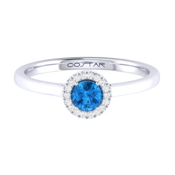 14K Blue Topaz & Halo Fashion Ring by Costar Goldmart Jewelers Redding, CA