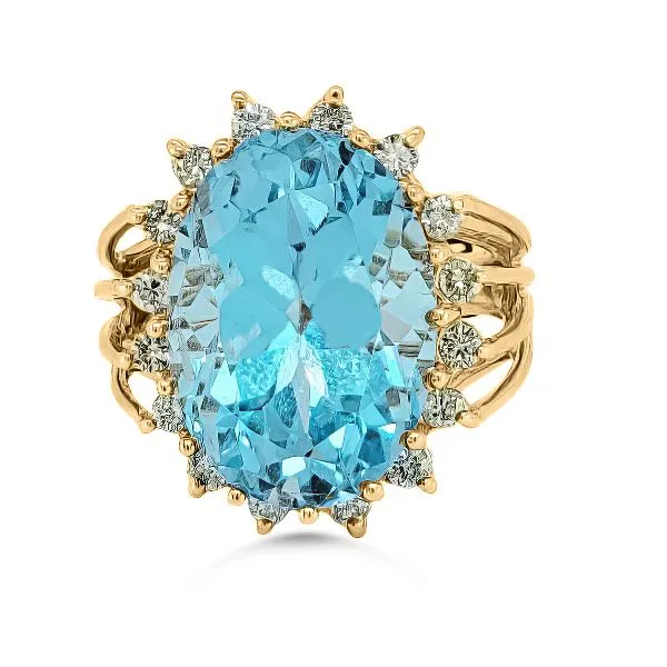 14K Blue Topaz & Diamond Fashion Ring - Estate Goldmart Jewelers Redding, CA