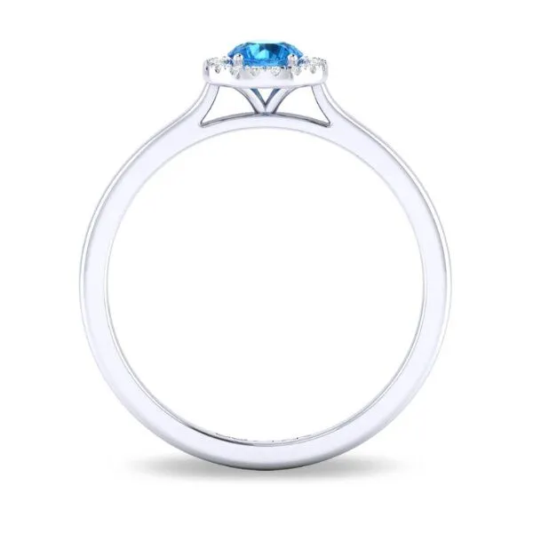 14K Blue Topaz & Halo Fashion Ring by Costar Image 2 Goldmart Jewelers Redding, CA