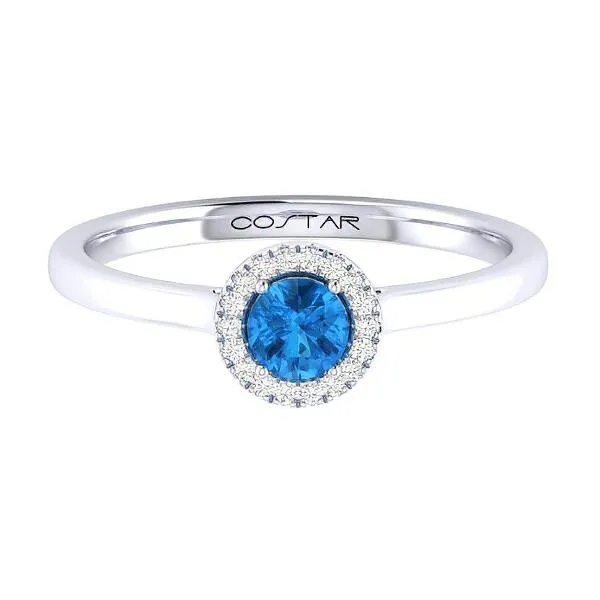 14K Blue Topaz & Halo Fashion Ring by Costar Goldmart Jewelers Redding, CA