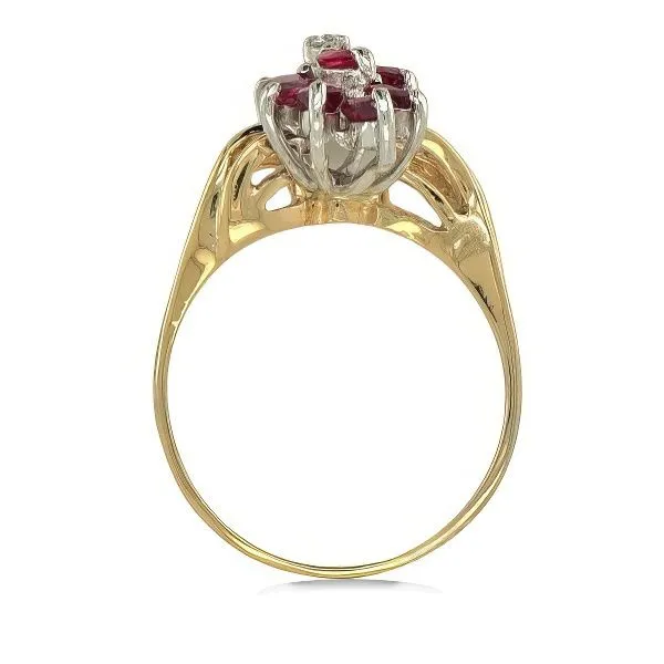 14K Ruby & Diamond Flower Fashion Ring - Estate Image 2 Goldmart Jewelers Redding, CA