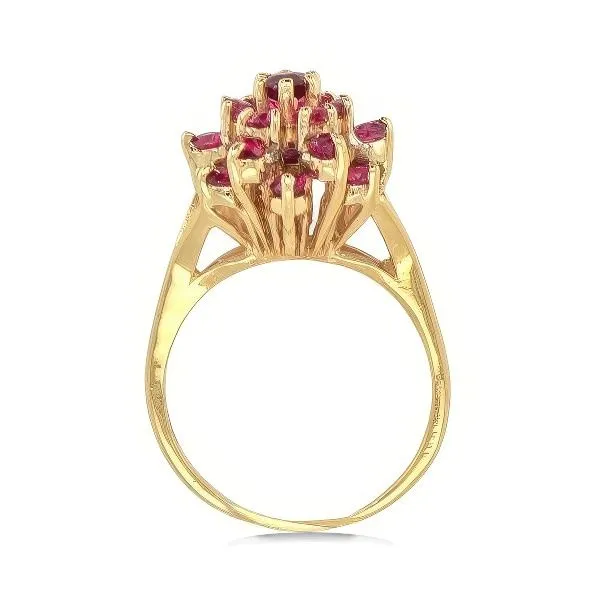 14K Ruby Cluster Fashion Ring - Estate Image 2 Goldmart Jewelers Redding, CA