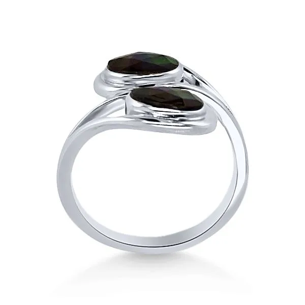 SS Two faceted Oval Ammolite Bypass Fashion Ring - GM Image 2 Goldmart Jewelers Redding, CA