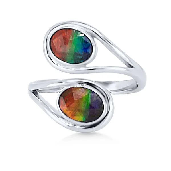 SS Two faceted Oval Ammolite Bypass Fashion Ring - GM Goldmart Jewelers Redding, CA