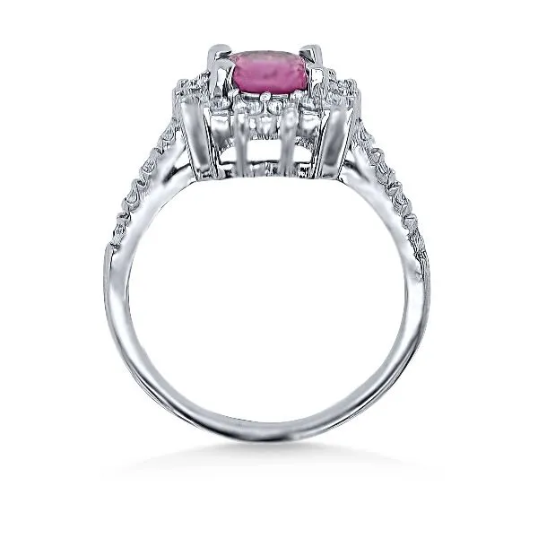 14K Pink Sapphire & Diamond Halo Fashion Ring - Estate Image 4 Goldmart Jewelers Redding, CA