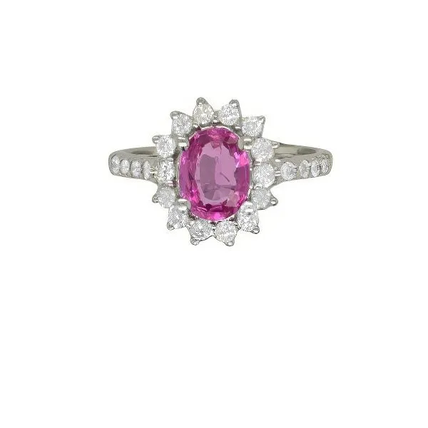14K Pink Sapphire & Diamond Halo Fashion Ring - Estate Goldmart Jewelers Redding, CA