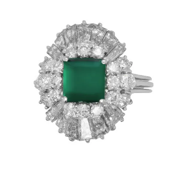 18K Emerals & Diamond Fashion Ring - Estate Image 2 Goldmart Jewelers Redding, CA