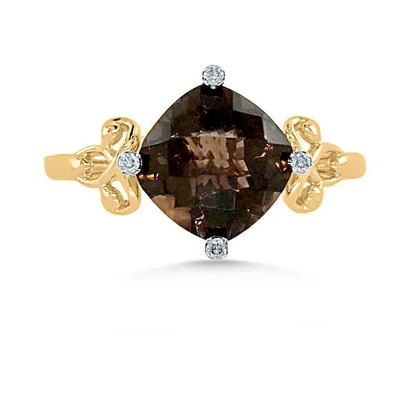 14K Smoky Quartz & Diamond Fashion Ring - Estate Goldmart Jewelers Redding, CA