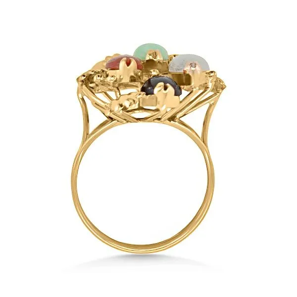 14K Jade Cluster Fashion Ring - Eatate Image 2 Goldmart Jewelers Redding, CA