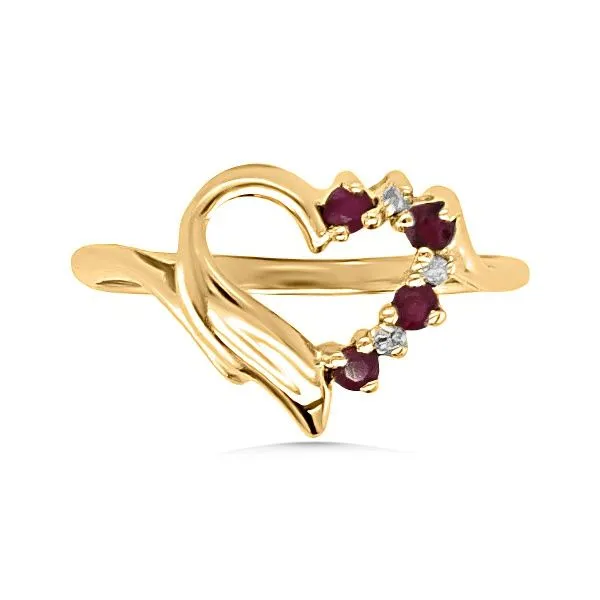 14K Ruby & Diamond Heart Ring = Estate Goldmart Jewelers Redding, CA