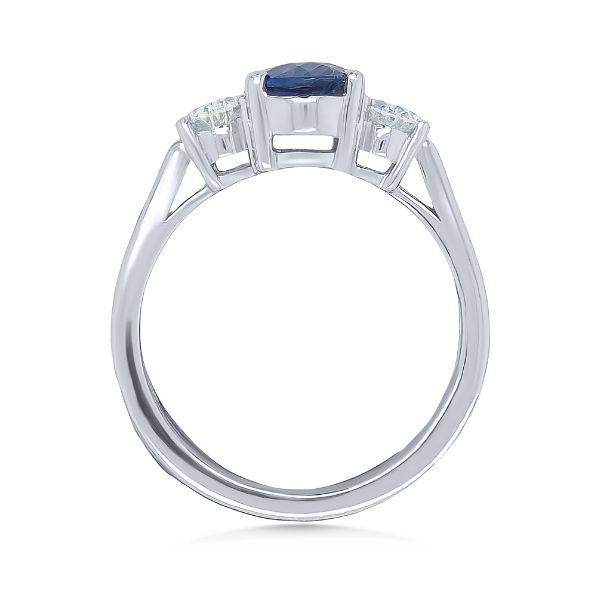 18K Blue Sapphire and Diamond Fashion Ring - Estate Image 2 Goldmart Jewelers Redding, CA