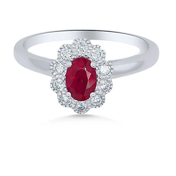 14K Ruby & Diamond Halo Fashion Ring - Estate Goldmart Jewelers Redding, CA