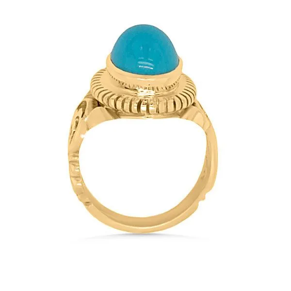 18K Turquoise Solitaire Fashion Ring - Estate Image 2 Goldmart Jewelers Redding, CA