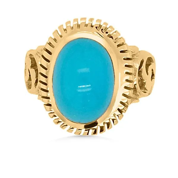 18K Turquoise Solitaire Fashion Ring - Estate Goldmart Jewelers Redding, CA