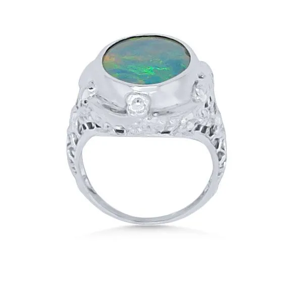 18K Australian Opal Doublet Fashion Ring - Estate Image 2 Goldmart Jewelers Redding, CA