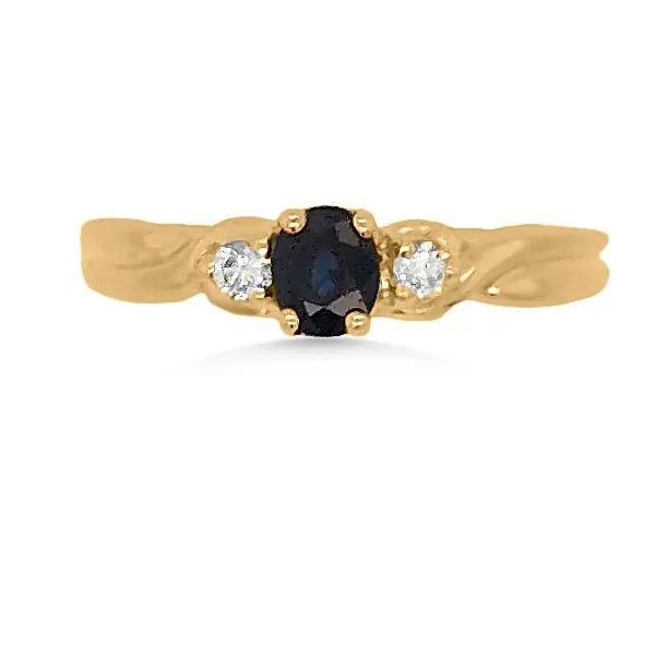 14K Tthree stone Blue Sapphire & Diamond Ring - Estate Goldmart Jewelers Redding, CA