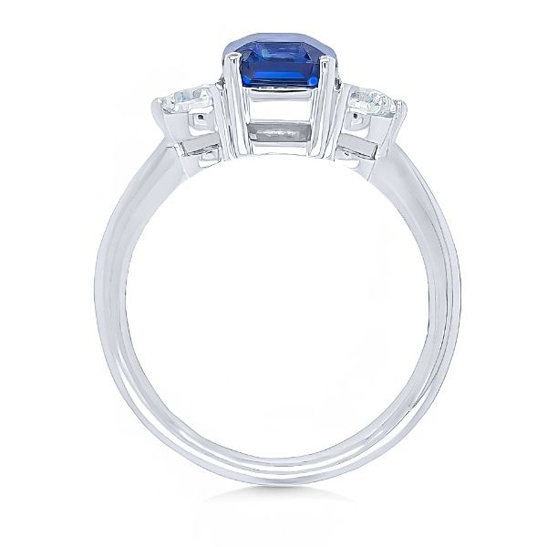 18K Blue Sapphire & Diamond 3 Gem Ring by GM Signature Image 2 Goldmart Jewelers Redding, CA