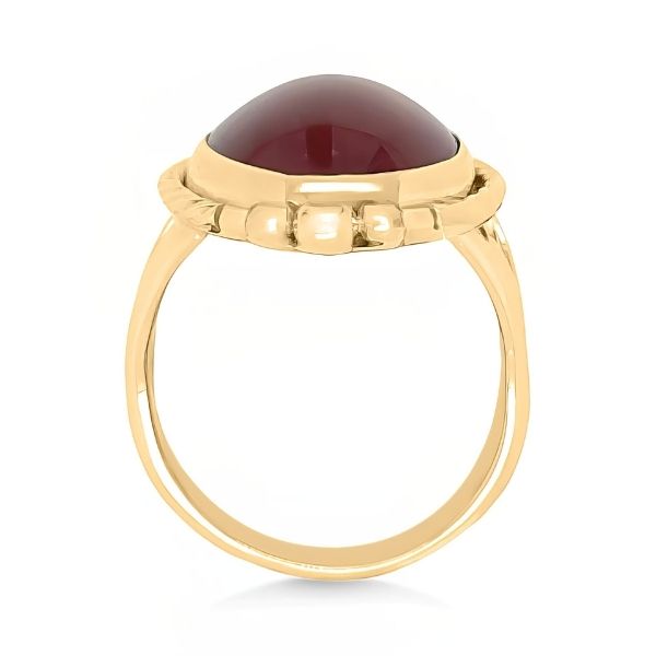 14K Yellow Gold Oval Carnelian Split Shank Ring Image 2 Goldmart Jewelers Redding, CA