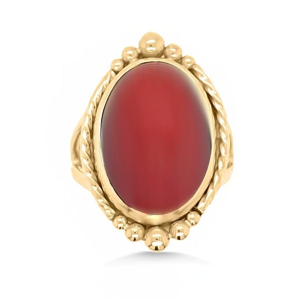 14K Yellow Gold Oval Carnelian Split Shank Ring Goldmart Jewelers Redding, CA