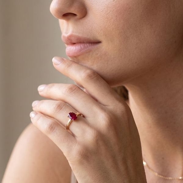 14K Yellow Gold Estate Ruby Solitaire Fashion Ring Image 3 Goldmart Jewelers Redding, CA