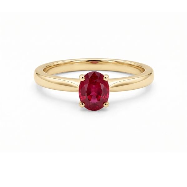 14K Yellow Gold Estate Ruby Solitaire Fashion Ring Goldmart Jewelers Redding, CA