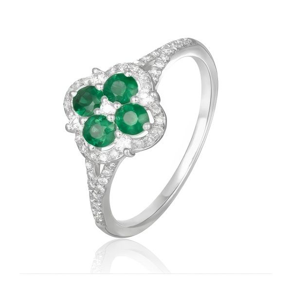14K White Gold Clover Fashion Ring With Diamonds Image 2 Goldmart Jewelers Redding, CA