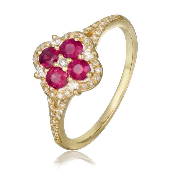 14K Yellow Gold Clover Fashion Ring Image 2 Goldmart Jewelers Redding, CA