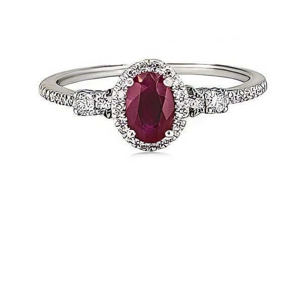 14K Ruby & Diamond Halo Fashion Ring by Luvente Goldmart Jewelers Redding, CA