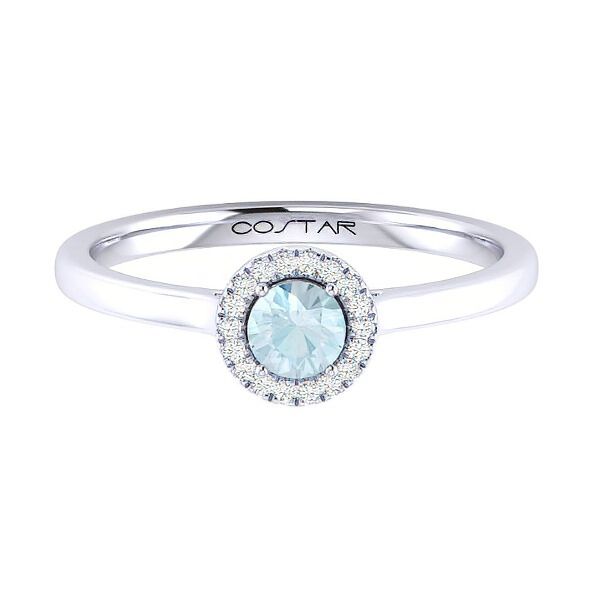 14K Aquamarine & Halo Fashion Ring by Costar Goldmart Jewelers Redding, CA