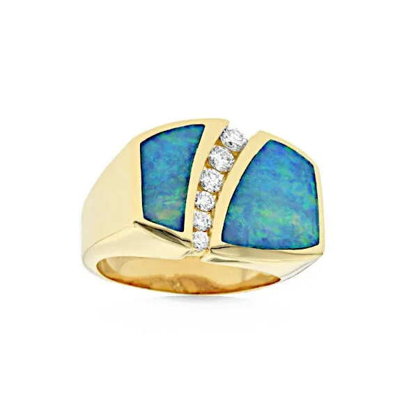 14K Kingman Turquoise & Diamond Band by Kabana Goldmart Jewelers Redding, CA