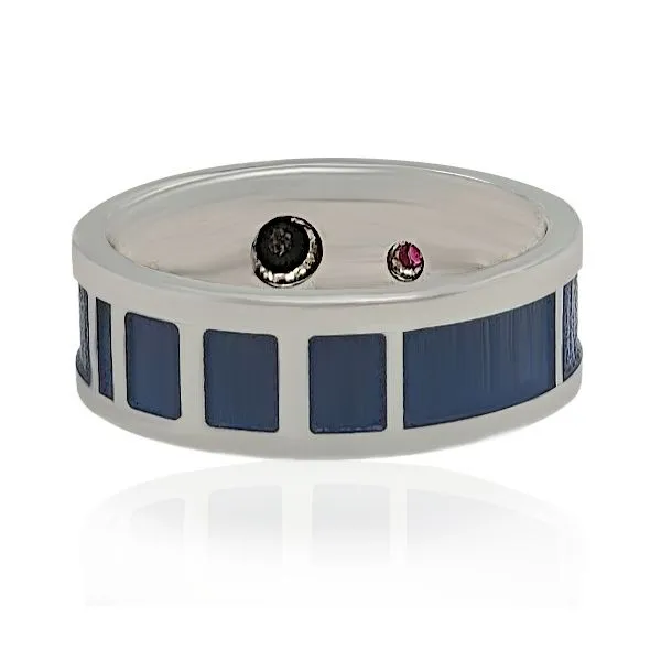14K Sci-Fi Black Diamond & Ruby Band by Lashbrook Image 2 Goldmart Jewelers Redding, CA