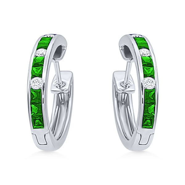 18K Emerald Medium Hoop Earrings by Eichhorn Goldmart Jewelers Redding, CA