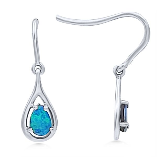 Sterling Silver Blue Australian Opal Doublet Earrings Goldmart Jewelers Redding, CA
