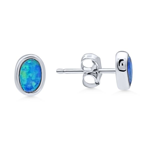 Sterling Silver Australian Doublets Button Earrings Goldmart Jewelers Redding, CA