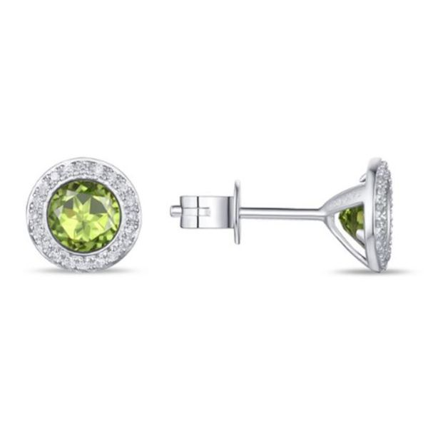 14K Peridot Button Halo Earrings by Luvente Goldmart Jewelers Redding, CA