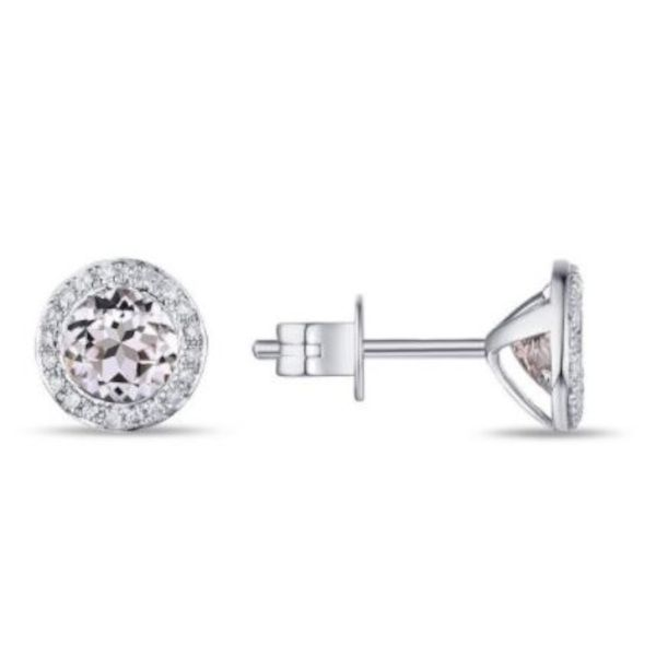 14K Diamond Button Halo Earrings by Luvente Goldmart Jewelers Redding, CA