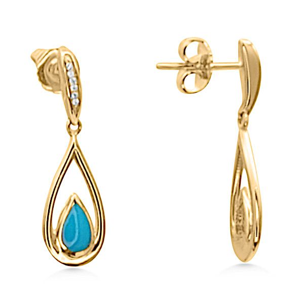 14K Sleeping Beauty Turquoise Drop Earrings by Kabana Goldmart Jewelers Redding, CA