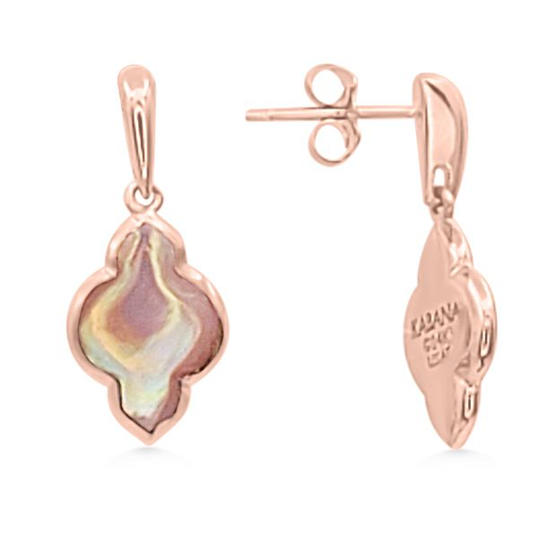 14K Pink Mother of Pearls Inlay Dangle Earrings by Kabana Goldmart Jewelers Redding, CA