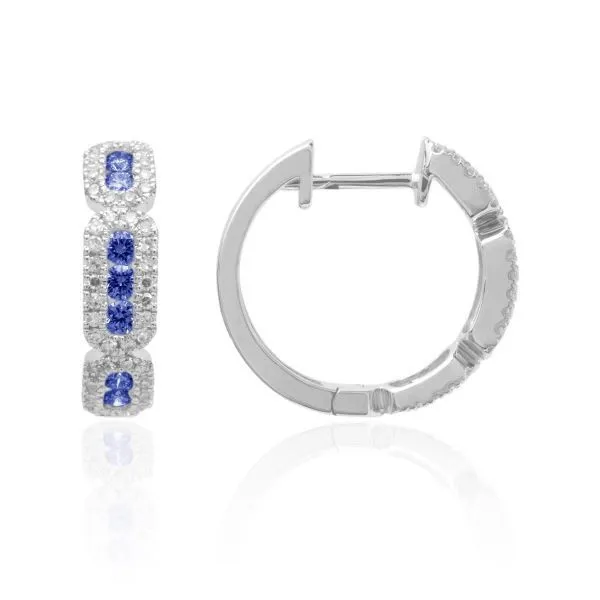 14K Sapphire Small Sapphire Hoop Earrings by Luvente Goldmart Jewelers Redding, CA