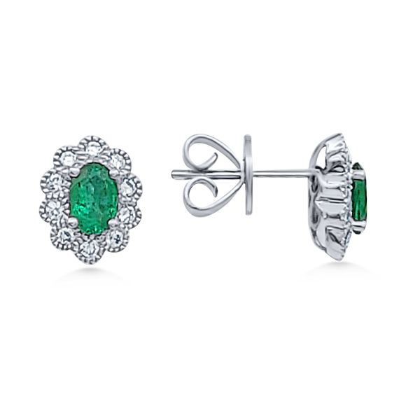 14K Emerald & Diamond Milgrain Earrings – GM Signature Goldmart Jewelers Redding, CA