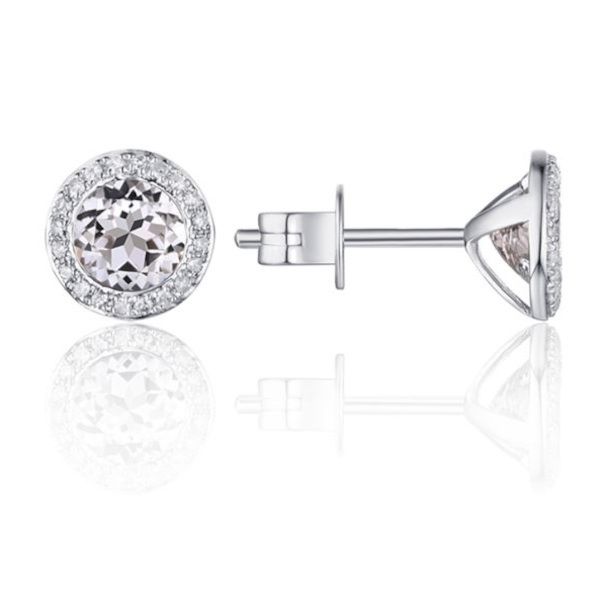 14K Diamond Halo Button Earrings by Luvente Goldmart Jewelers Redding, CA