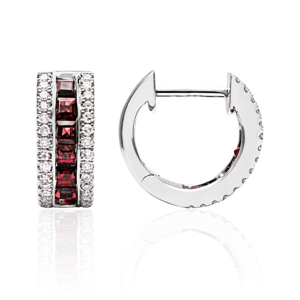 14K Ruby Huggie Earrings by Luvente Goldmart Jewelers Redding, CA