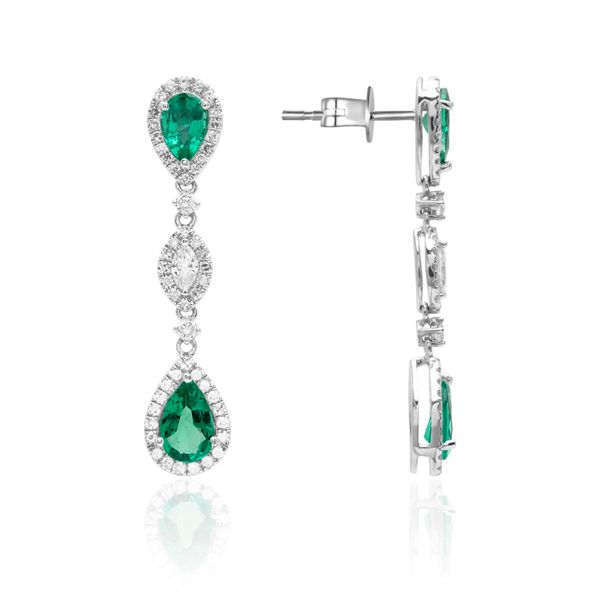 14K Emerald Dangle Earrings by Luvente Goldmart Jewelers Redding, CA