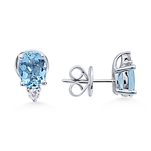 14K Aquamarine & Diamond Button Earrings – GM Signature Goldmart Jewelers Redding, CA
