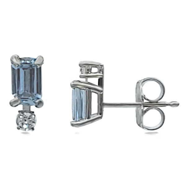 14K Emerald Cut Aquamarines Earrings - GM Signature Goldmart Jewelers Redding, CA