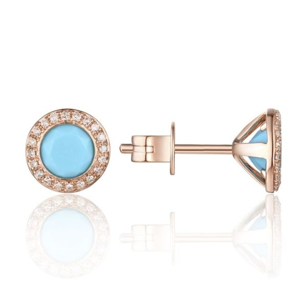 14K Turquoises Button Earrings by Luvente Goldmart Jewelers Redding, CA