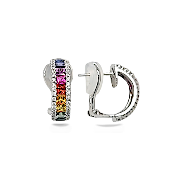 S14K Square Sapphires Rainbow Earrings – GM Signature Goldmart Jewelers Redding, CA
