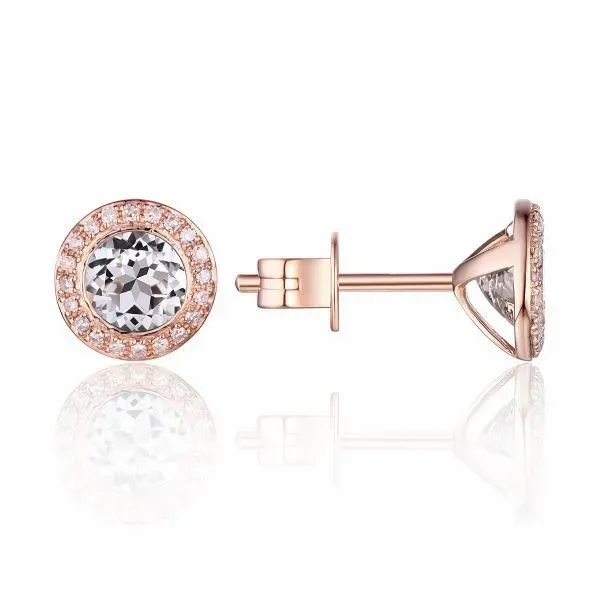 Rose, 14K White Topaz Halo Earrings by Luvente Goldmart Jewelers Redding, CA