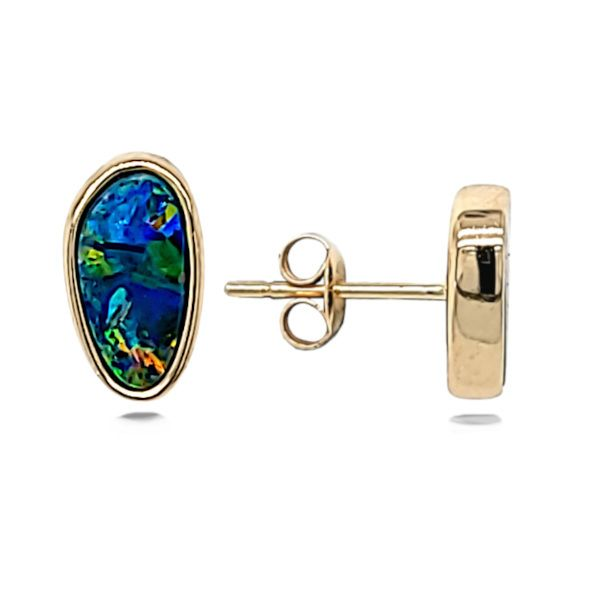 14K Australian Opal Doublets Earrings – GM Signature Goldmart Jewelers Redding, CA