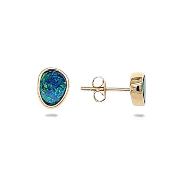 14K Australian Opal Doublets Earrings – GM Signature Image 2 Goldmart Jewelers Redding, CA